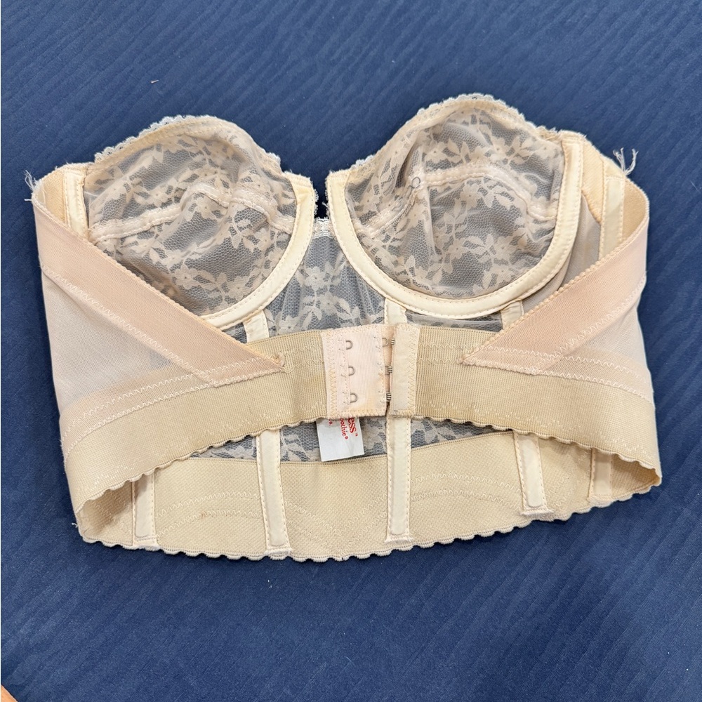 Vintage Cream Floral Lace Bustier Lingerie ~ Backless by Young Smoothie 34C - Picture 2 of 5